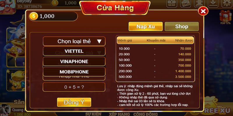 Thưởng Thức Đại Dương Xanh Cùng Game Bắn Cá Xu Vàng 777 6 Nạp tiền vô cùng đơn giản