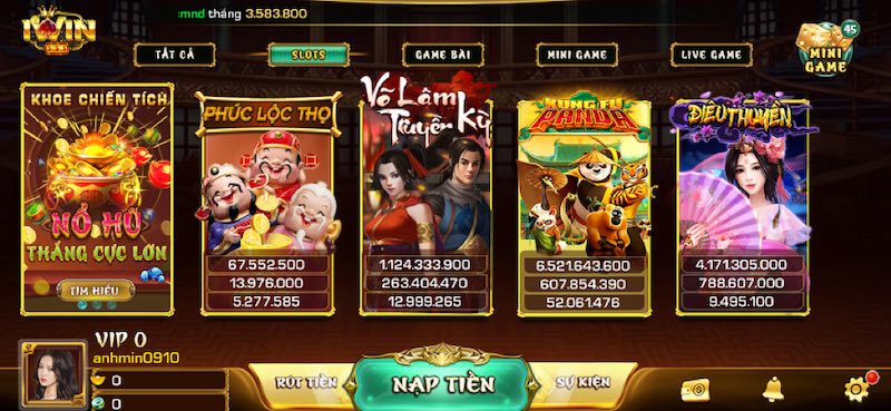 Quay slots săn hũ tại Iwin