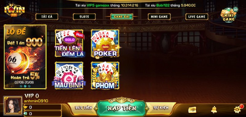 Game bài đổi thưởng tại Iwin