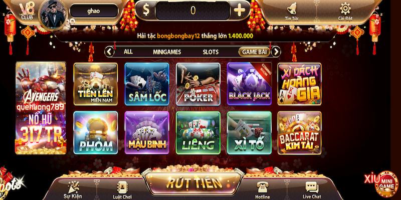 V8 club - Cổng game chất lượng nổi bật top đầu hiện nay 2 Game bài hấp dẫn tại V8 club