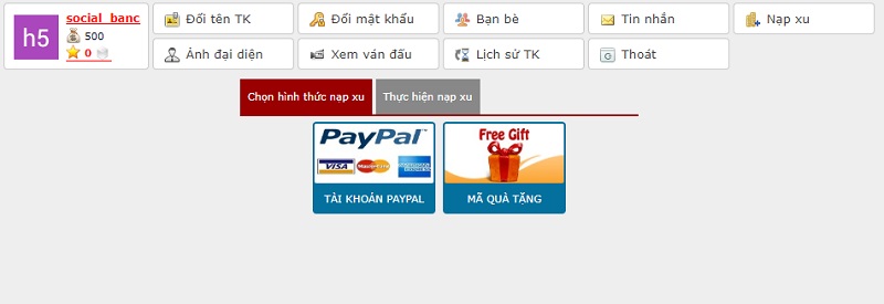 Hướng dẫn cách nạp tiền Gamevh